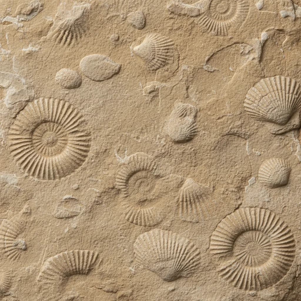 Moroccan fossil limestone — geological texture close-up